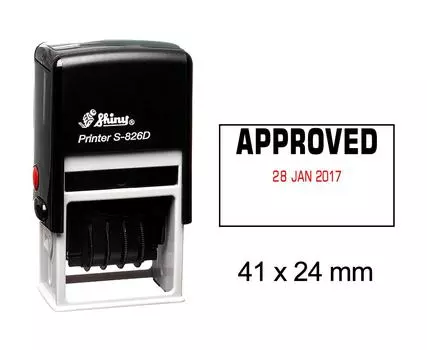 Самостоятельная печать блестящей датой с утвержденным текстом Office Канцелярские резиновые штампы Impression Area : 41 mm x 24 mm чёрный
