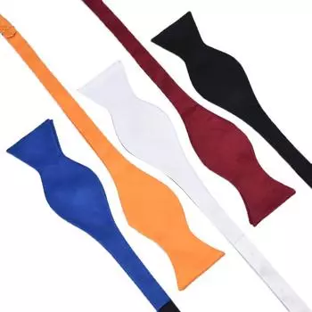 Самостоятельная завязка на бабочку Галстук-бабочка Разноцветные шелковые однотонные черные синие красные регулируемые банты чёрный