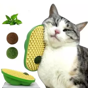 Самостоятельный груминг для кошек, кошачья настенная когтеточка с кошачьей мятой, настенные шарики с кошачьей мятой для облизывания кошек, стойка для чесания кошек, массажные расчески для котят в помещении