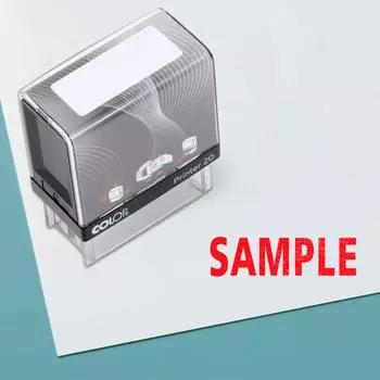 SAMPLE Self Inking Rubber Stamp Custom Colop Office Stationary P20 Mini Stamper 14 mm x 38 mm красный