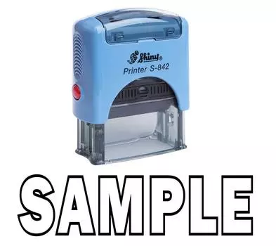 SAMPLE Self Inking Rubber Stamp Custom Shiny Office Stationary Stamp Impression Area 14 mm x 38 mm красный