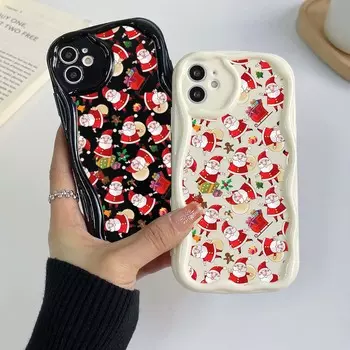 Samsung A24 для iPhone 15 14 Xiaomi Poco X5 Redmi 13c 12C Чехлы для телефонов Huawei Honor 90 A23 Эксклюзивный кремовый чехол с Дедом Морозом и Новым годом Мягкий чехол for iPhone 6 белый