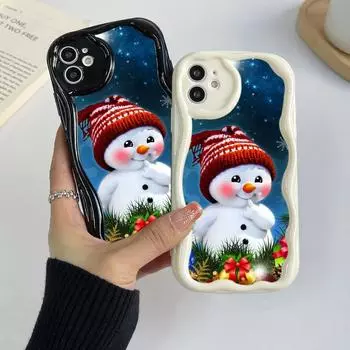 Samsung A24 для iPhone 15 Xiaomi Poco X5 Redmi 13c Чехлы для телефонов Huawei Honor 90 A7 Merry Christmas Bear Deer art милый эксклюзивный кремовый узор Мягкий чехол for iPhone 6 белый