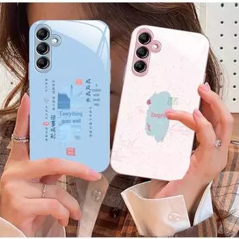 Samsung A50, S30, A32, A51 Жидкое стекло и линзы в китайском стиле: Идеально подходит для удачи и везения! Samsung S21 FE фиолетовый/ярко-розовый