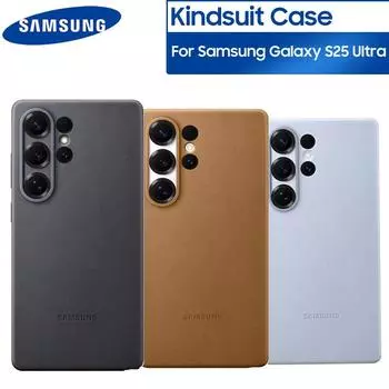 Samsung Чехол для телефона Galaxy S25 Ultra Kindsuit из мягкой шелковистой кожи, защитный кожаный чехол для Galaxy S25 Ultra серый