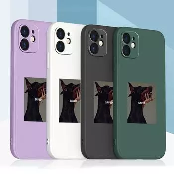 Samsung Galaxy A14 A24 A54 A34 для iPhone 11 12 13 14 15 Pro Max Xiaomi Redmi 13C Huawei Straight Edge Мягкий чехол для телефона NY5 Милый доберман-пинчер for iPhone 5(5s) зелёный