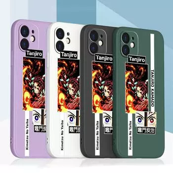 Samsung Galaxy A14 A24 A54 A34 для iPhone 11 12 13 14 15 Pro Max Xiaomi Redmi 13C Huawei Straight Edge Мягкий чехол для телефона NY2 Anime Demon Slayer for iPhone 5(5s) зелёный