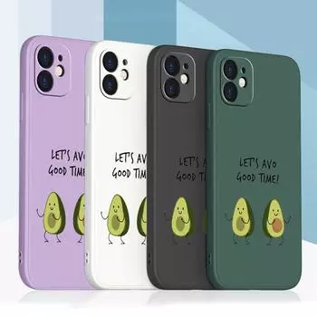 Samsung Galaxy A14 A24 A54 A34 для iPhone 11 12 13 14 15 Pro Max Xiaomi Redmi 13C Huawei Straight Edge Мягкий чехол для телефона NY7 Delicious Avocado for iPhone 5(5s) зелёный