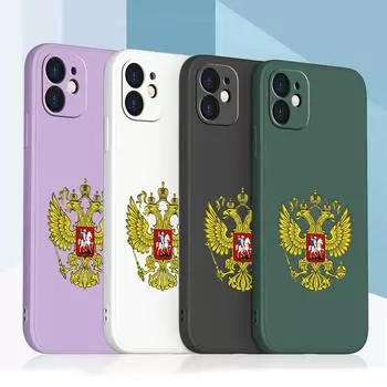 Samsung Galaxy A14 A24 A54 A34 для iPhone 11 12 13 14 15 Pro Max Xiaomi Redmi 13C Мягкий чехол для телефона Huawei Straight Edge NY16 с гербом России for iPhone 5(5s) зелёный