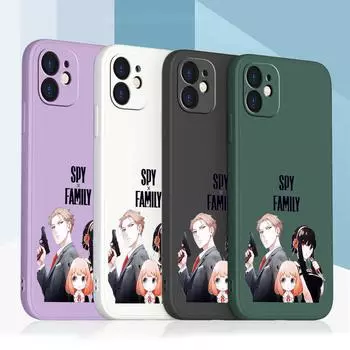 Samsung Galaxy A14 A24 A54 A34 для iPhone 11 12 13 14 15 Pro Max Xiaomi Redmi 13C Note 13 Huawei Straight Edge Мягкий чехол для телефона NY17 Spy X Family Anime for iPhone 5(5s) зелёный