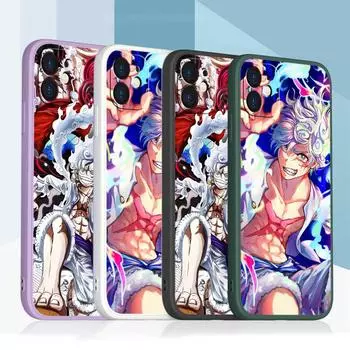 Samsung Galaxy A14 A24 A54 A34 S20 S23 FE для iPhone 11 12 13 14 15 Pro Max Xs Мягкий чехол для телефона с прямым краем и ремешком A52 ONE PIECE Gear 5 for iPhone 5(5s)