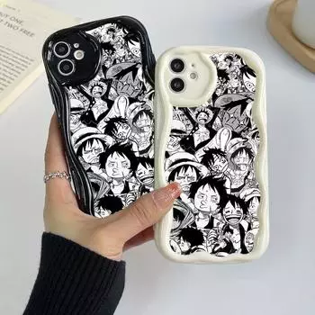 Samsung Galaxy A24 A14 для iPhone 15 Xiaomi Poco X5 Redmi 13C Huawei Honor 90 Чехлы для телефонов A28 One Piece Луффи Аниме эксклюзивный кремовый чехол Мягкий чехол for iPhone 6 белый