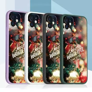 Samsung Galaxy A24 A54 A14 A23 для iPhone 11 12 13 14 15 Pro Max Xiaomi Redmi 13C Huawei Straight Edge Мягкий чехол для телефона A1 Рождество С Новым годом арт for iPhone 5(5s) зелёный