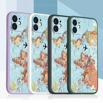Samsung Galaxy A24 A54 A14 A34 для iPhone 11 12 13 14 15 Pro Max Xiaomi Redmi 13C Note 13 Huawei Straight Edge Мягкий чехол для телефона A29 Карта мира art for iPhone 5(5s) зелёный