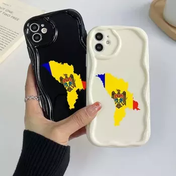 Samsung Galaxy A25 A24 A54 для iPhone 15 Xiaomi Poco X6 Pro Redmi 12c Huawei Honor 90 Чехлы для телефонов NY12 Эксклюзивный флаг Молдовы Мягкий чехол с кремовым узором for iPhone 6 белый