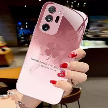 Чехол Lucky Clover Liquid Glass для Samsung Galaxy Note 20 и Note 9, премиальный креативный дизайн A01 Samsung M40s серебряный