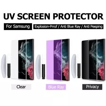 Samsung Galaxy S8 S9 S10 S20 S21 S22 S23 S24 Note 8 9 10 20 Ultra Privacy Anti Blue Ray UV Full Glue Закаленное защитное стекло для экрана Samsung Galaxy S8
