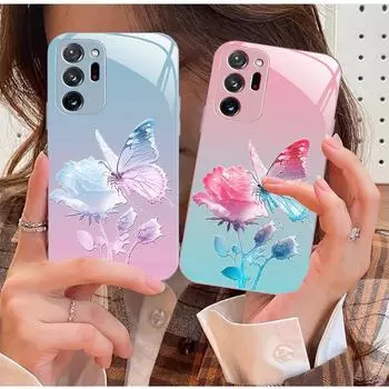 Samsung M02 Butterfly Flower A10 Rose A04 Liquid Note8 Pro Gradient A13 Защитный чехол Galaxy Note 20 Ultra