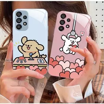 Samsung S10 Puppy Line Grab Doll Couple Cartoon Glass Case Cute S11 Ultra. Samsung S30