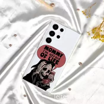 Samsung S23A55 Череп Телефон Картина Полное Покрытие Объектива Защитный Чехол Противоударный Samsung A55 прозрачный