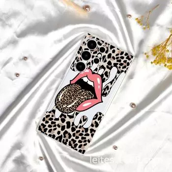 Samsung S23A55 леопардовый принт большой язык окрашенный полный объектив защитный чехол против падения Samsung S23FE прозрачный