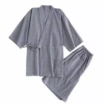 Samue Верх и низ однотонный стиль кимоно с подарочным днём короткий Samue Deep [WBooo] мужской комплект, лёгкий, тонкий, 100% хлопок, цветной, Samue, мужской Jinbei,