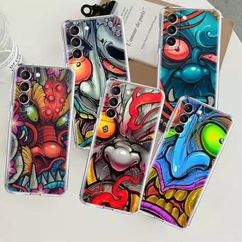 Самурайская маска Они, крутой прозрачный чехол для Samsung Galaxy S22 S20 FE S21 S10 S9 Plus Note 20 Ultra 10 Lite, прозрачный чехол для телефона Samsung S21 5G