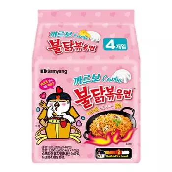Samyang Carbo Buldak Fried Noodles 520g, 4 pieces