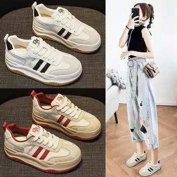 Самые продаваемые белые туфли, женские туфли на платформе, весенние новинки, универсальная спортивная обувь из натуральной кожи для отдыха 35 красный