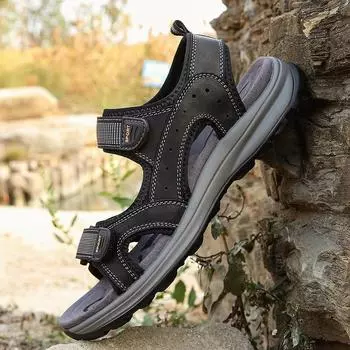 Самые продаваемые летние мужские сандалии для отдыха на открытом воздухе пляжные тапочки из натуральной кожи дышащие крутые мужские сандалии ручной работы мужские повседневные сандалии 39