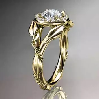 Самые продаваемые новые счастливые листья ротанга, инкрустированные позолоченными кольцами с цирконом в Европе и Америке.