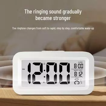Самые продаваемые умные цифровые часы: Бесшумный будильник, отображение температуры, креативный дизайн — идеальный подарок для студентов и детей English Version синий