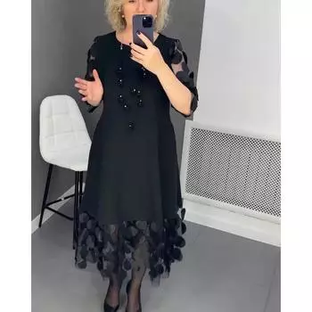Самые продаваемые женские платья больших размеров Модные повседневные платья S чёрный
