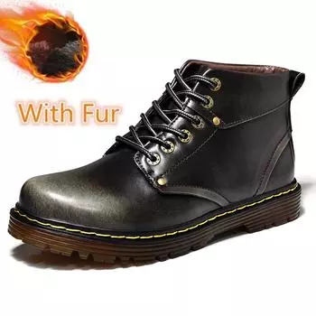 Самые продаваемые зимние и весенние мужские ботинки на шнуровке, износостойкие туфли на платформе для взрослых, кожаные ботильоны, мужские универсальные модные повседневные ботинки 40