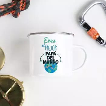 САМЫЙ ЛУЧШИЙ В МИРЕ ПАПА Питьевая вода Кофе Чай Кружка Белая эмалевая печать Ручка Чашка Лучшие оригинальные и забавные подарки на День отца 360ml