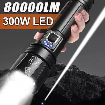 Самый мощный светодиодный фонарик, перезаряжаемый через USB фонарик, мощный фонарик, светодиодный фонарь, ручная лампа дальнего действия для кемпинга A-no battery
