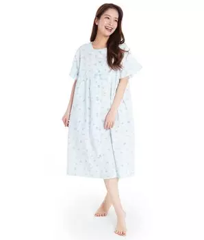 SAN1656 Cinnamoroll Широкое платье из хлопка с коротким рукавом, комнатная одежда Sanrio Full Flower Cinnamoroll Размер [SAZAC] 100% женский саксофон/ML