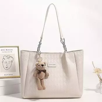 San Milo Fashion Large Capacity Bag for Women 2025 New Arrival Tide Large Shoulder Bag Fancy Easy Matching Tote Bag Beige White