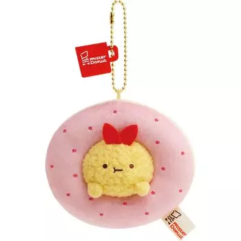 San-X Sumikko Gurashi Коллаборация с Mister Donut Подвесная плюшевая игрушка Хвостик жареной креветки Клубничное кольцо MO49001