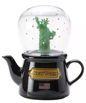 SANART Интересная посуда Статуя Свободы Глобус Чайник Чашки Набор на 1 SAN2002 Нью-Йорк (Снежный стиль) & (Чайный Человек)