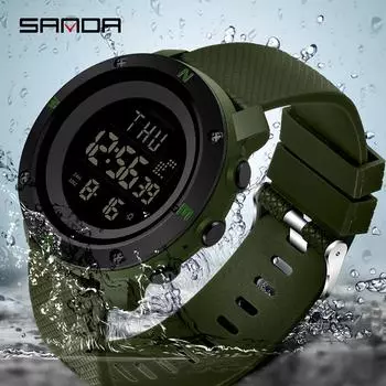 SANDA часы мужские модные уличные электронные часы мужские молодые студенты водонепроницаемые спортивные часы цифровые часы