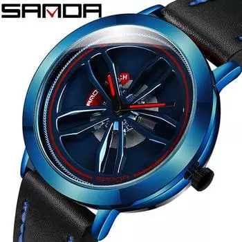 SANDA Come To Run модные индивидуальные мужские часы креативные студенческие водонепроницаемые кожаные спортивные часы