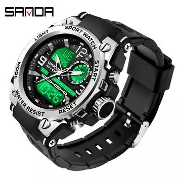 Sanda Fashion Trend 6024 Противоударные часы для занятий спортом на открытом воздухе для мальчиков и девочек, многофункциональные водонепроницаемые светящиеся электронные часы