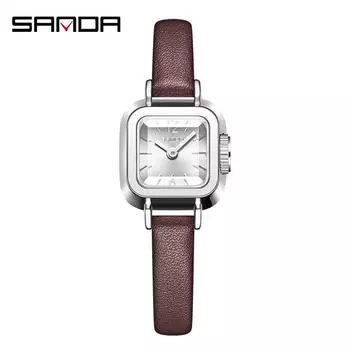 SANDA Light Luxury Niche Premium Sense of Watch Простые маленькие квадратные часы Sugar в стиле ретро с кварцевыми часами