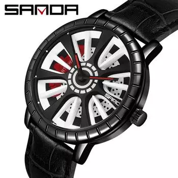 SANDA новая модная тенденция полый кварцевый ремень с персонализированными креативными мужскими часами чёрный