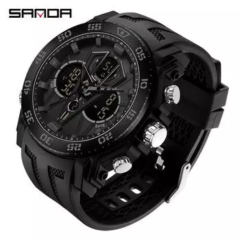 SANDA Новое поступление Молодежные модные электронные часы Светящиеся водонепроницаемые противоударные мужские часы
