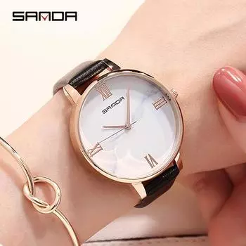 SANDA Новые Часы Мраморные Женские Модные Тенденции Водонепроницаемые Корейские Ремни Женские Кварцевые Наручные Часы