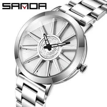 SANDA новые лучшие мужские часы женские часы для пар кварцевые часы с расписанием для работы со стальным ремешком, когда водонепроницаемые синий