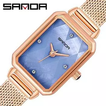 SANDA новые ретро павлин зеленый сияющий звездное небо маленький циферблат женские кварцевые часы модные римские весы таблица