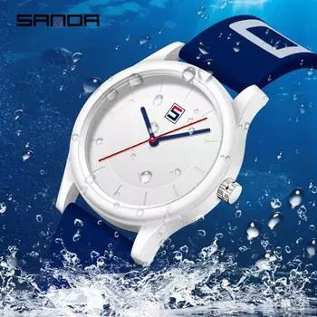 SANDA новые силиконовые ленты мужские студенческие часы модные тенденции крутые спортивные водонепроницаемые мужские часы и часы